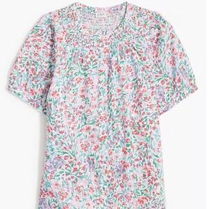 J Crew Factory Linen-blend short-sleeve smock top White Bright Spearmint 3X